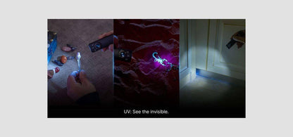 Arkfeld Pro Flashlight with LED Light, UV and Laser Flashlight 1300 Max Lumens - NORTH RIVER OUTDOORS