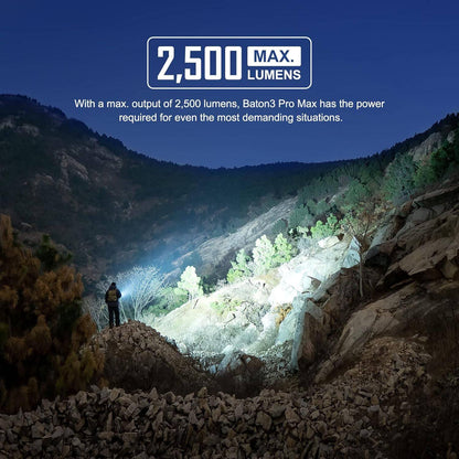 Olight Baton 3 Pro Max 2500 Lumens Rechargeable Compact Flashlight (Cool White) - NORTH RIVER OUTDOORS