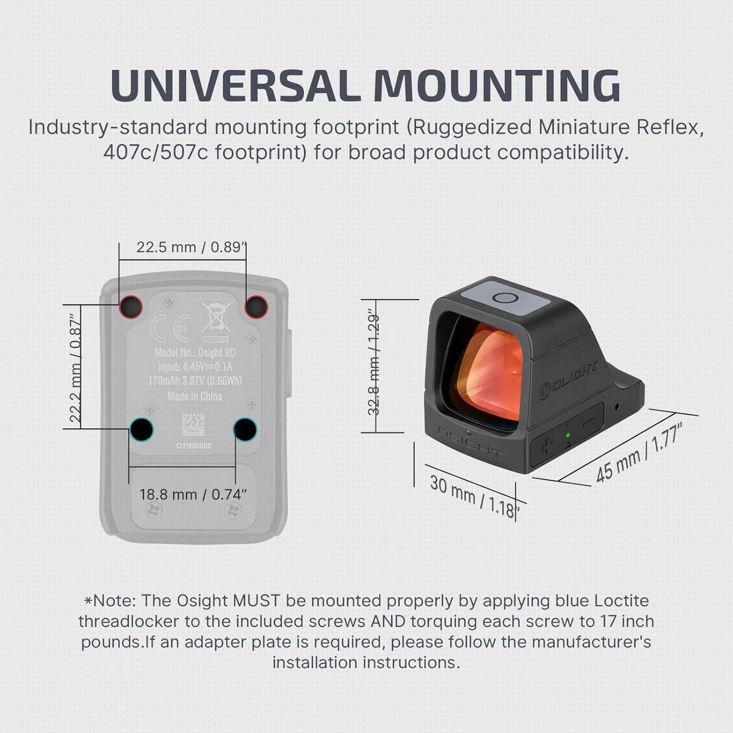 OLIGHT Osight 3 MOA Rechargeable Dot Sight with Charging Cover