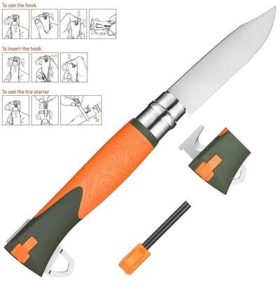 Opinel No 12 Explore Folding Survival Pocket Knife - NORTH RIVER OUTDOORS