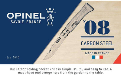Opinel No.8 Carbon Knife with Sheath, Wooden Slide Gift Box (France) - NORTH RIVER OUTDOORS