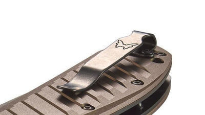 Benchmade Presidio II Auto Folding Knife 3.72" CPM-M4 Gray Drop Point Combo Milled Burnt Bronze Handles