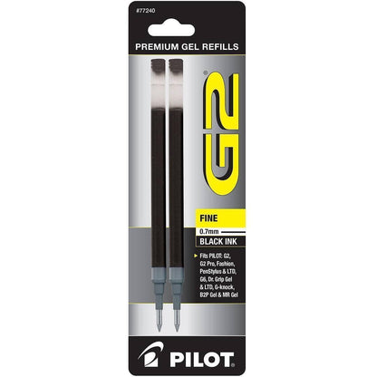Pilot 77240 G2 Gel-Ink Pen Refill, Fine Tip, Black Ink, 2/Pack - NORTH RIVER OUTDOORS