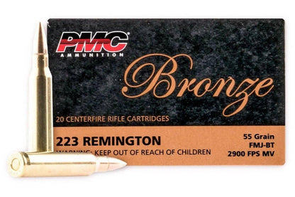 PMC Bronze 223 Remington Ammo 55 Grain FMJ 20 RDS - NORTH RIVER OUTDOORS