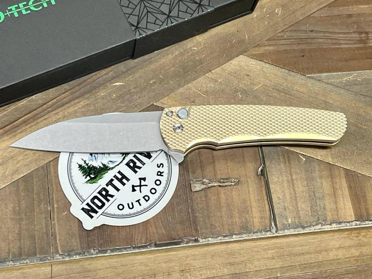 Pro-Tech 5311 Malibu Manual Flipper Knife 3.30" MagnaCut Stonewashed Wharncliffe Bronze Handle - NORTH RIVER OUTDOORS