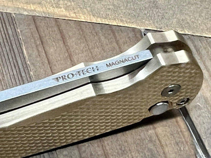 Pro-Tech 5311 Malibu Manual Flipper Knife 3.30" MagnaCut Stonewashed Wharncliffe Bronze Handle - NORTH RIVER OUTDOORS