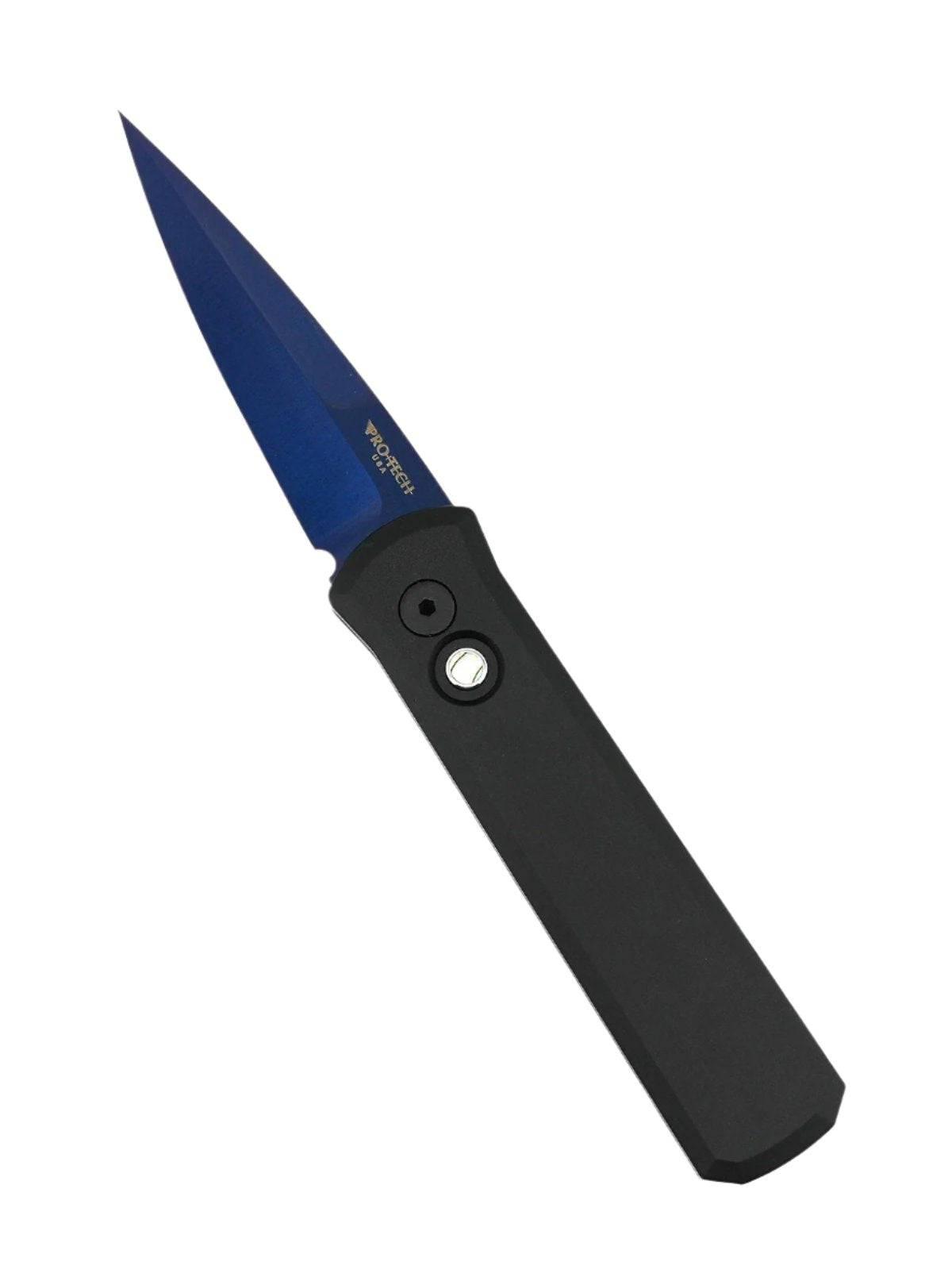 Pro-Tech 721-SB Godson Automatic Black Alum Handles w/ Sapphire Blue Blade (3.15" 154CM) - NORTH RIVER OUTDOORS
