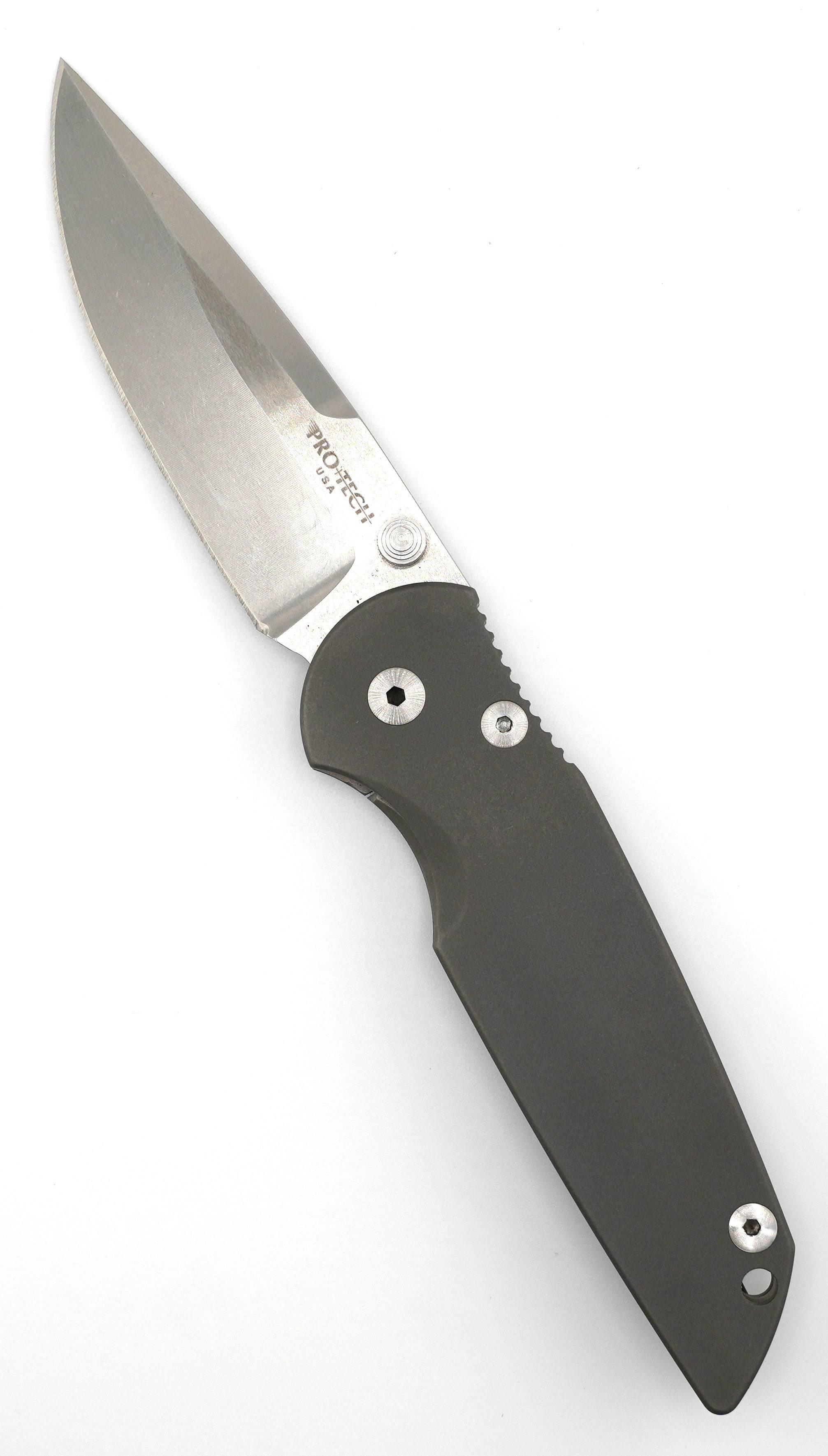 Pro-Tech 7701 TR-3 Integrity Manual Folding Knife 3.5" S35VN Two-Tone Plain Blade Blasted Titanium Handles Frame Lock (USA) - NORTH RIVER OUTDOORS