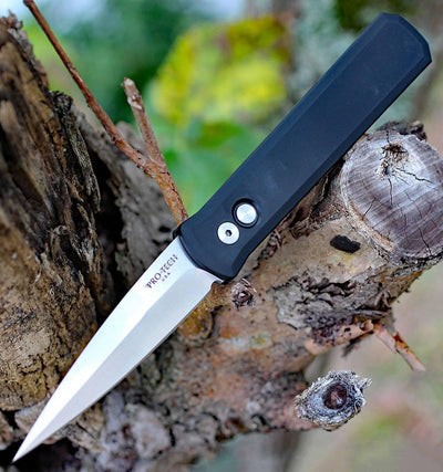 Pro-Tech 921-SATIN Godfather Auto Black Handle Knife (4") - NORTH RIVER OUTDOORS
