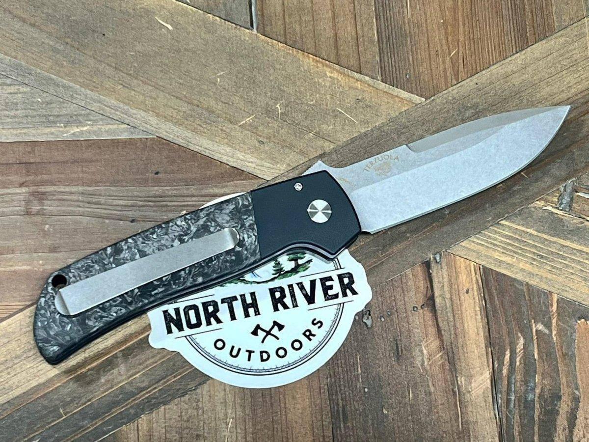 Pro-Tech Bob Terzuola ATCF Auto Folding Knife 3.5" Stonewashed MagnaCut Dark Matter FatCarbon Inlays - NORTH RIVER OUTDOORS