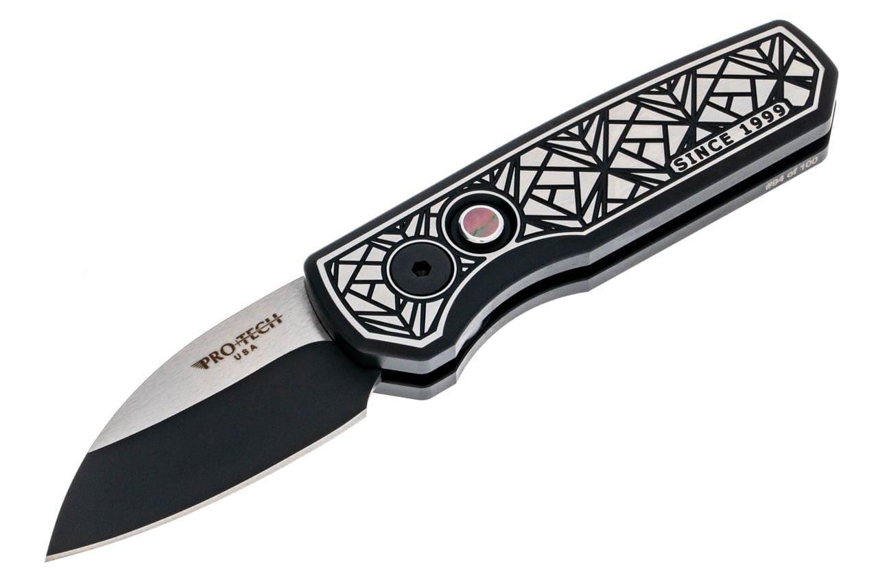 Pro-Tech Custom Runt 5 Auto Folding Knife 1.94" CPM-20CV Black DLC Two-Tone Wharncliffe Blade Nexus Textured 2024.Runt 5.Custom.003 - NORTH RIVER OUTDOORS