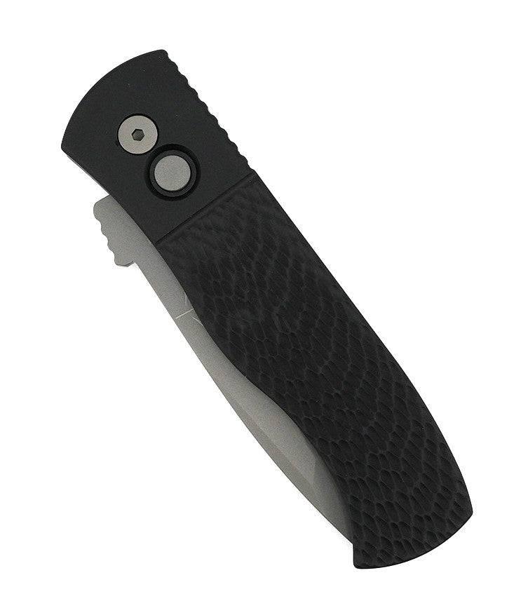 Pro-Tech E7T05 Emerson CQC7 Auto Folding Knife 3.25" 154CM Tanto Plain Blade Black Jigged Handles - NORTH RIVER OUTDOORS