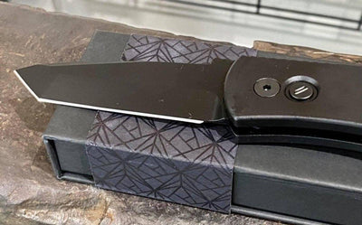 Pro-Tech Emerson E7T Operator Tritium Button Tanto Knife (3.25" Black) - NORTH RIVER OUTDOORS