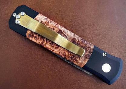 Pro-Tech Godson Custom 706-DAM-Ladder Automatic Knife Black (3.15") Damascus - NORTH RIVER OUTDOORS