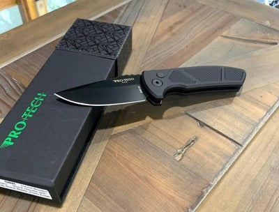 Pro-Tech Les George SBR LG407 Textured Black Handle DLC Knife (USA) - NORTH RIVER OUTDOORS
