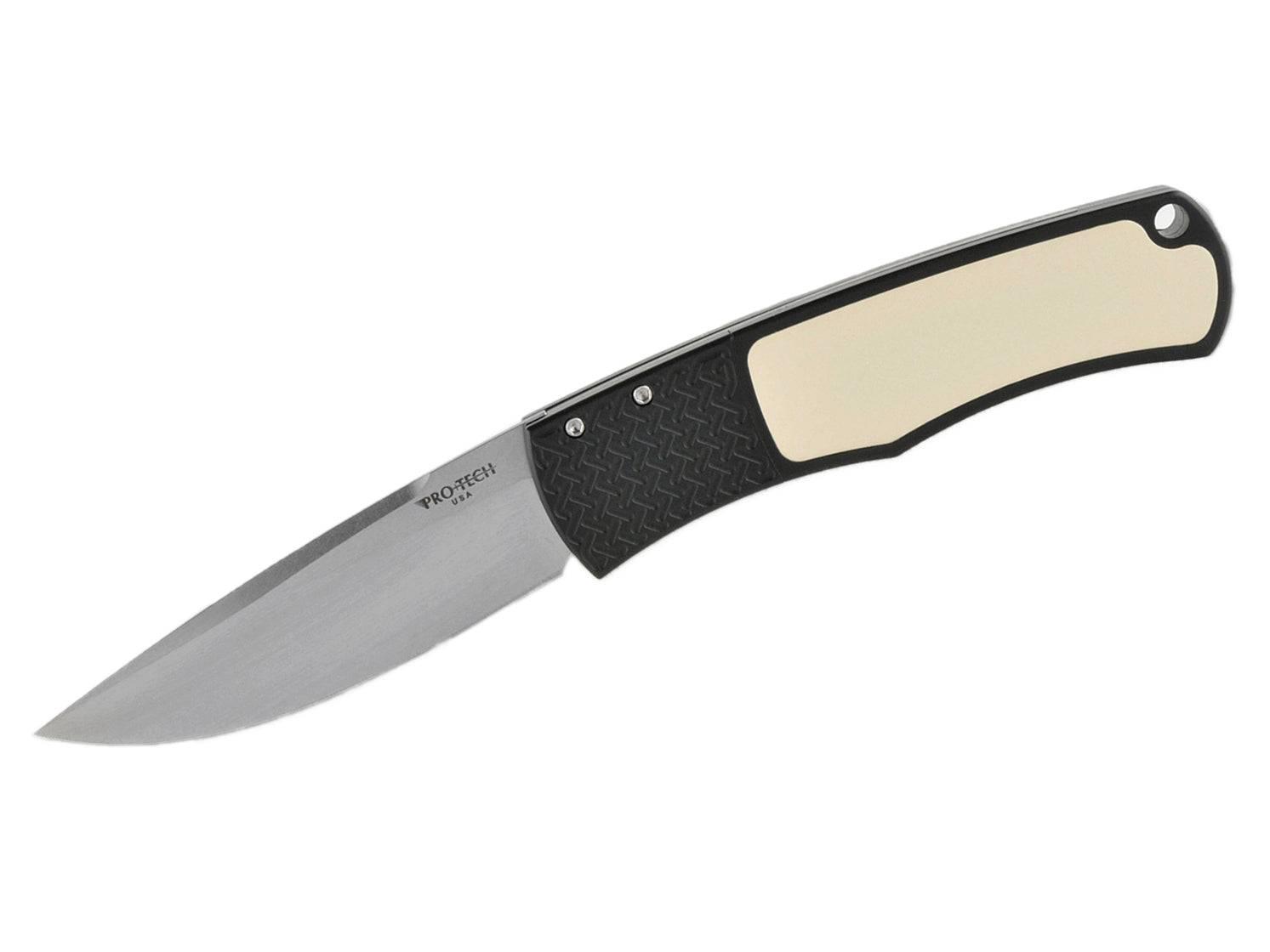 Pro-Tech Magic "Whiskers" BR-1.51 Auto Stonewash Black Micarta Inlay Tuxedo (USA) - NORTH RIVER OUTDOORS