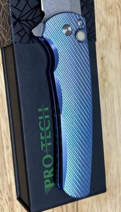 Pro-Tech Malibu 5241 Blue Titanium Custom Reverse Tanto Flipper - NORTH RIVER OUTDOORS