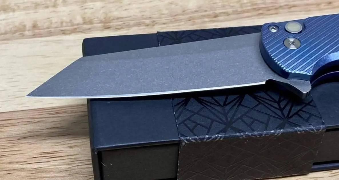 Pro-Tech Malibu 5241 Blue Titanium Custom Reverse Tanto Flipper - NORTH RIVER OUTDOORS