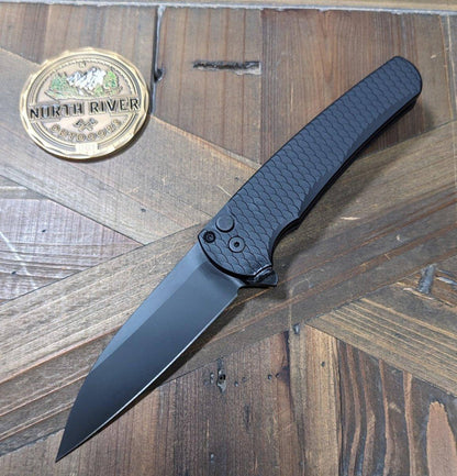Pro-Tech Malibu All Black MagnaCut Wharncliffe Dragon Scale Flipper Knife (3.3" DLC) - NORTH RIVER OUTDOORS