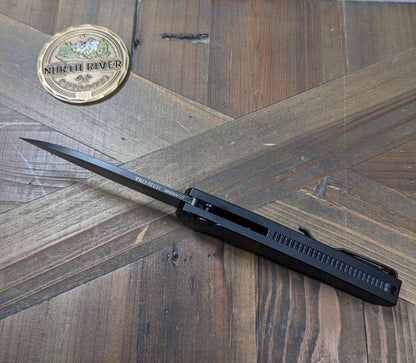 Pro-Tech Malibu All Black MagnaCut Wharncliffe Dragon Scale Flipper Knife (3.3" DLC) - NORTH RIVER OUTDOORS