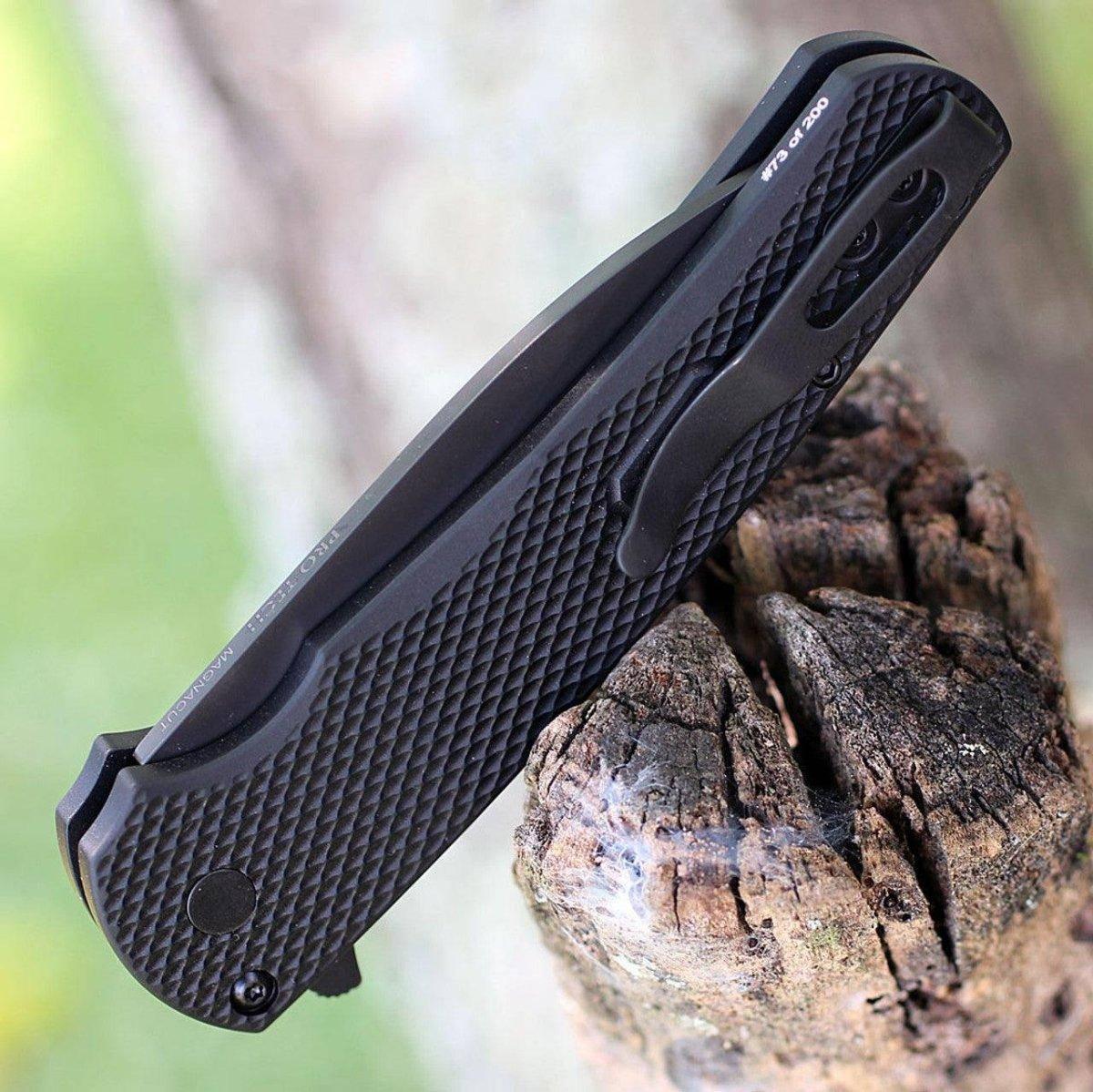 Pro-Tech Malibu Blade Show 2023 MagnaCut Blade Black Textured Handle Mosaic Pin (5306) - NORTH RIVER OUTDOORS