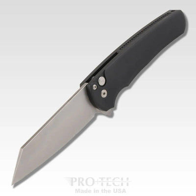 Pro-Tech Malibu Wharncliffe Plunge Lock Flipper Knife Black (3.3" Stonewash) - NORTH RIVER OUTDOORS