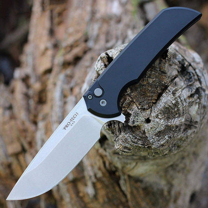 Pro-Tech Mordax MX101 MagnaCut Knife Black Handle Stonewash Plain Edge (USA) - NORTH RIVER OUTDOORS