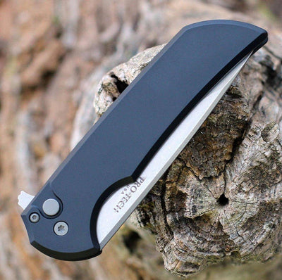 Pro-Tech Mordax MX101 MagnaCut Knife Black Handle Stonewash Plain Edge (USA) - NORTH RIVER OUTDOORS