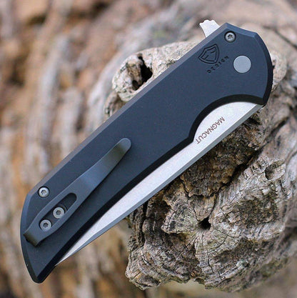 Pro-Tech Mordax MX101 MagnaCut Knife Black Handle Stonewash Plain Edge (USA) - NORTH RIVER OUTDOORS