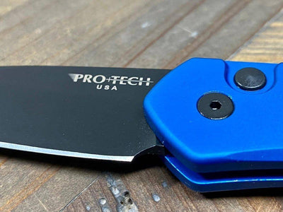 Pro-Tech Newport 3407-BLUE Auto Knife Black (3") (Blue Handle) - NORTH RIVER OUTDOORS
