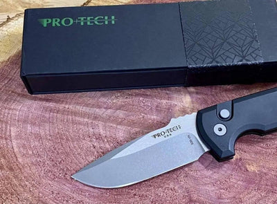 Pro-Tech Rockeye Auto Black Handle, Stonewash S35VN Blade LG301 - NORTH RIVER OUTDOORS