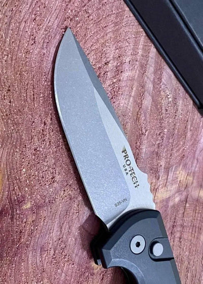 Pro-Tech Rockeye Auto Black Handle, Stonewash S35VN Blade LG301 - NORTH RIVER OUTDOORS