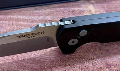 Pro-Tech Rockeye Auto Black Handle, Stonewash S35VN Blade LG301 - NORTH RIVER OUTDOORS