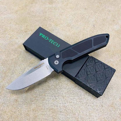 Pro-Tech Rockeye Auto Black Textured Handle Stonewash S35VN Blade LG305 - NORTH RIVER OUTDOORS