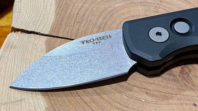 Pro-Tech Runt 5 Black Stonewash Wharncliffe 20-CV (R5101) - NORTH RIVER OUTDOORS
