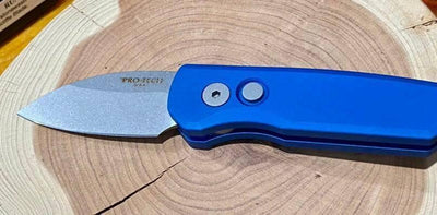 Pro-Tech Runt 5 Blue Handle Stonewash Wharncliffe 20-CV (R5101-Blue) - NORTH RIVER OUTDOORS