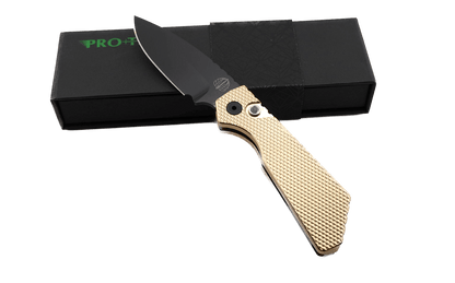 Pro-Tech Strider PT236 PT+ Auto Folding Knife 3.05" MagnaCut Black DLC Drop Point Blade AlBronze Bronze Handles - NORTH RIVER OUTDOORS