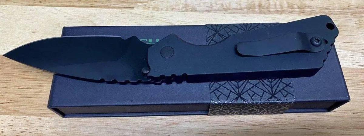 Protech Strider SnG Auto 2403-OP Operator Black W/Tritium Button - NORTH RIVER OUTDOORS