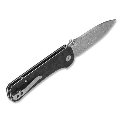 QSP Hawk QS131-A Folding Knife 3.225" Damascus Carbon Fiber - NORTH RIVER OUTDOORS
