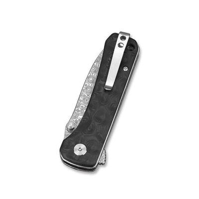 QSP Hawk QS131-A Folding Knife 3.225" Damascus Carbon Fiber - NORTH RIVER OUTDOORS
