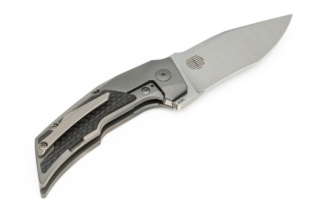 Reate Tashi Bharucha T3000 Flipper Knife 3" M390 Satin Blade Titanium Carbon Fiber from NORTH RIVER OUTDOORS