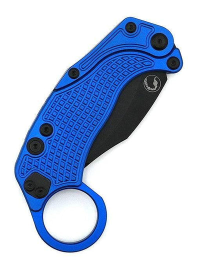 Reate Exo-K Karambit Gravity Knife Blue Aluminum (3.1" Black PVD) - NORTH RIVER OUTDOORS