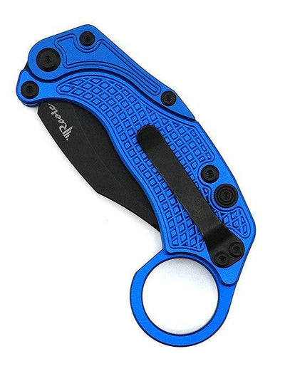 Reate Exo-K Karambit Gravity Knife Blue Aluminum (3.1" Black PVD) - NORTH RIVER OUTDOORS