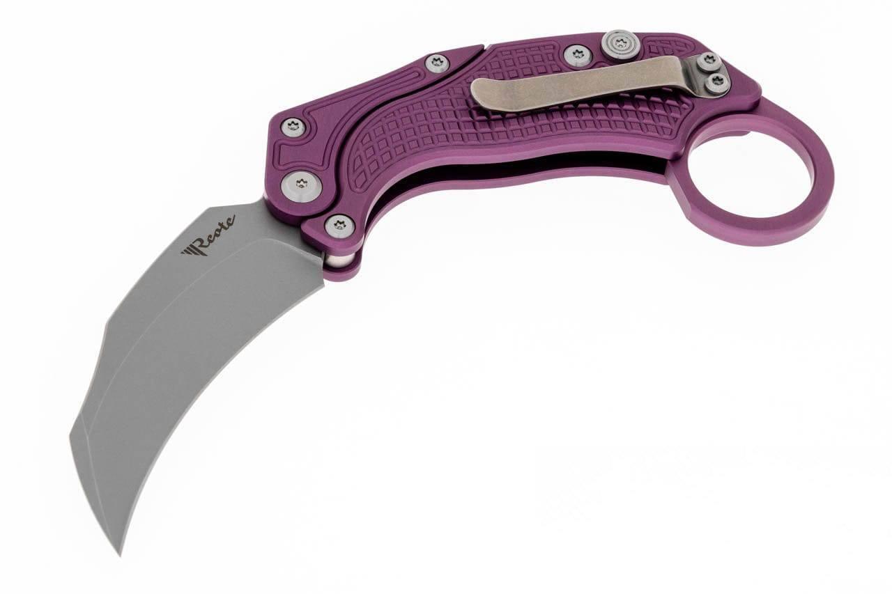 Reate Exo-K Karambit Gravity Knife Purple Aluminum (3.1" Stonewash) - NORTH RIVER OUTDOORS