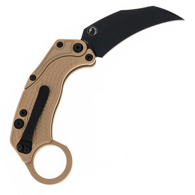 Reate Exo-K Karambit Gravity Knife Tan Aluminum (3.1" Black PVD) - NORTH RIVER OUTDOORS