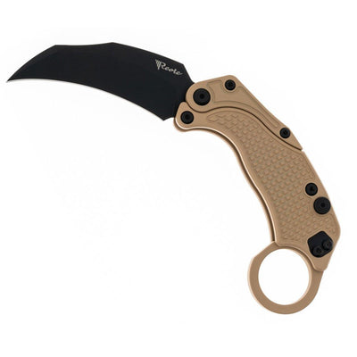 Reate Exo-K Karambit Gravity Knife Tan Aluminum (3.1" Black PVD) - NORTH RIVER OUTDOORS