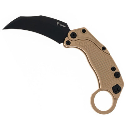 Reate Exo-K Karambit Gravity Knife Tan Aluminum (3.1" Black PVD) - NORTH RIVER OUTDOORS