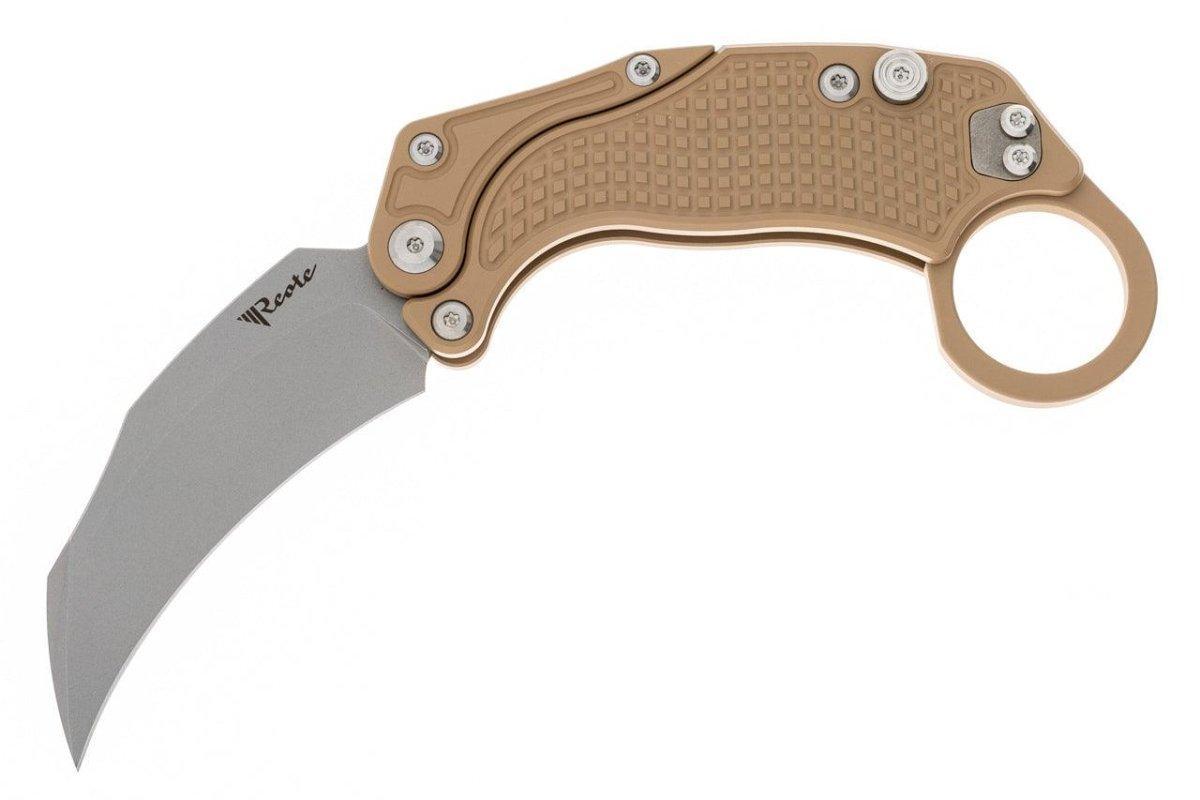 Reate Exo-K Karambit Gravity Knife Tan Aluminum (3.1" Stonewash) - NORTH RIVER OUTDOORS