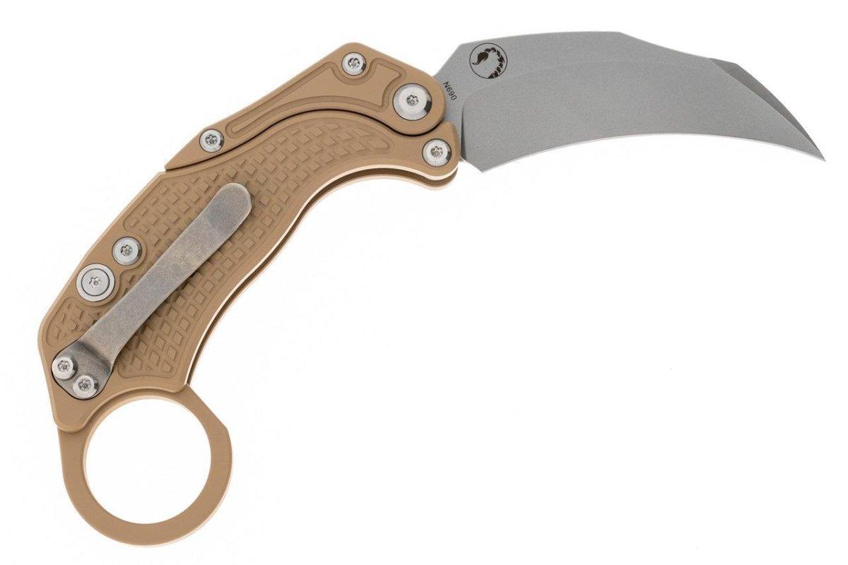 Reate Exo-K Karambit Gravity Knife Tan Aluminum (3.1" Stonewash) - NORTH RIVER OUTDOORS