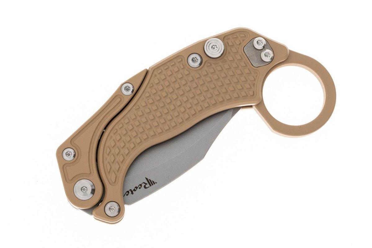 Reate Exo-K Karambit Gravity Knife Tan Aluminum (3.1" Stonewash) - NORTH RIVER OUTDOORS